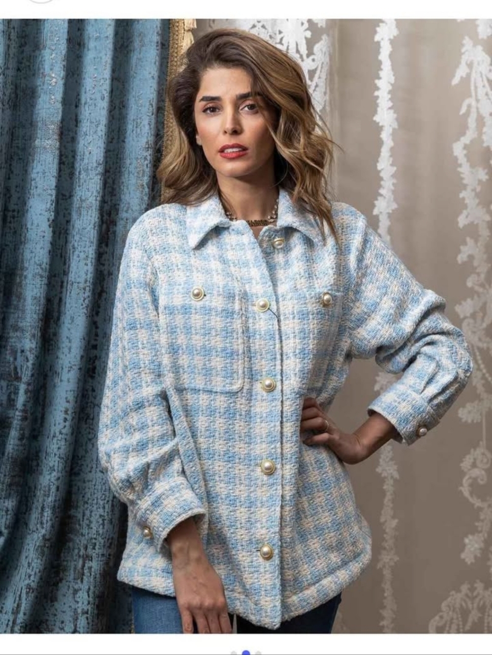 Houndstooth Textured Shacket size XS-S - Picture 3 of 6